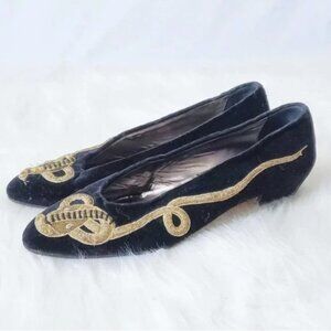 Vintage Andrea Pfister for I. Magnin Black Suede Flats Heels - 11